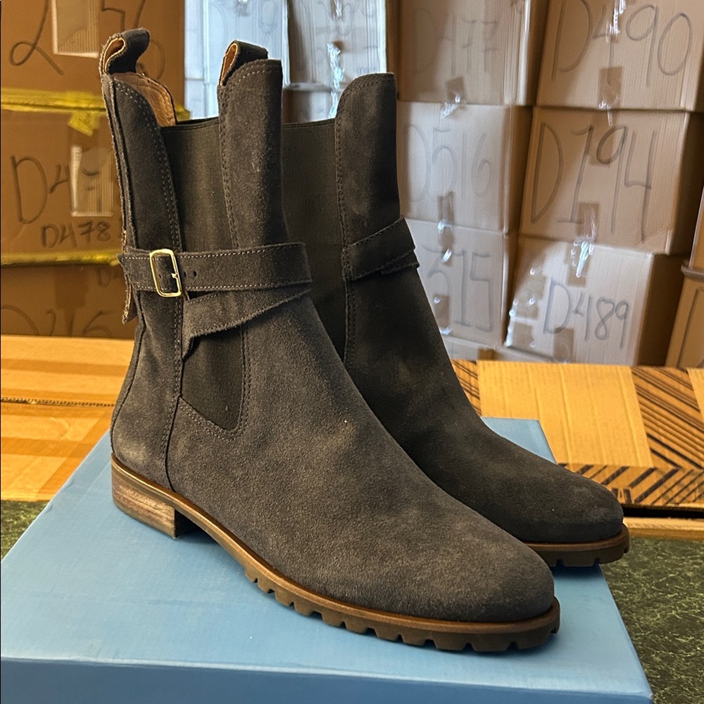 Jack Rogers Blue Suede Moto Boots